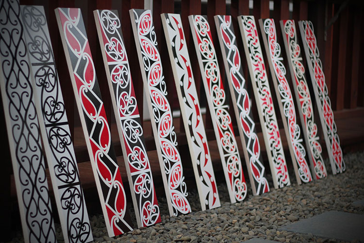Hand painted kowhaiwhai panels