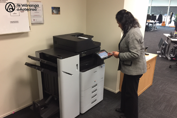 woman at samsung printer 