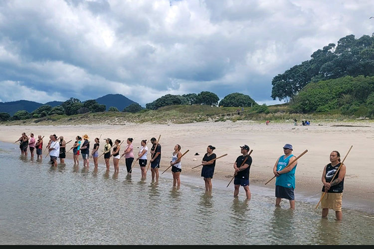 Tamiaho Searancke with his mau rākau cohort