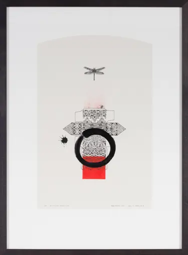 Artist: James F. Ormsby. Iwi: Ngāti Maniapoto. Artwork: ENSO - Zen XXVI 2008. Material: Graphite and Ink on paper 