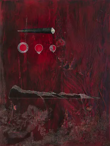 Artist: Michelle Nichols. Iwi: Ngāti Kahungunu ki te Waiora, Ngāti Porou, Rongowhakaata, Ngāi Tāmanuhiri. Artwork: Connections 2007. Material: Mixed media 