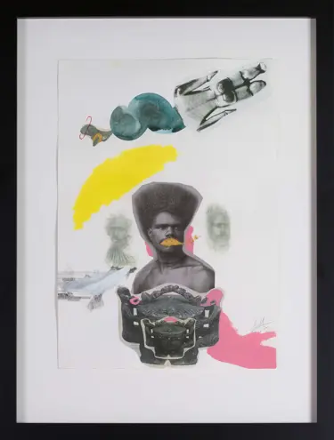 Artist: Margaret Aull. Iwi: Te Rarawa, Tūwharetoa, Fiji. Artwork: Whakapapa Transfer Station 2013. Material: Mixed media 