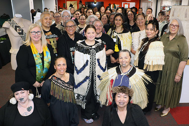 Tauira and kaiako at the opening of their exhibition, Saturday 18 October 2025.