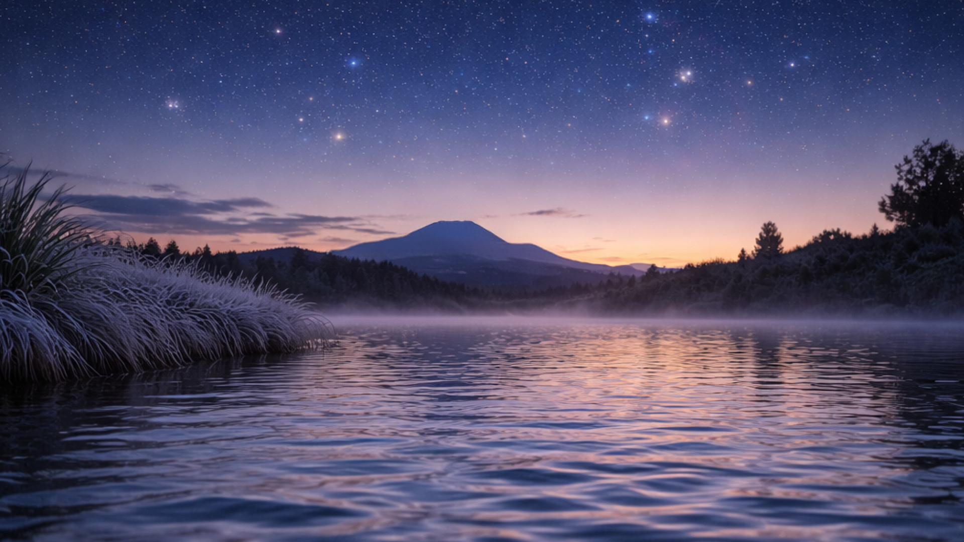 Tatai Whetū, Māori Astronomy programme, visually represented by a mountain and lake landscape at twilight.